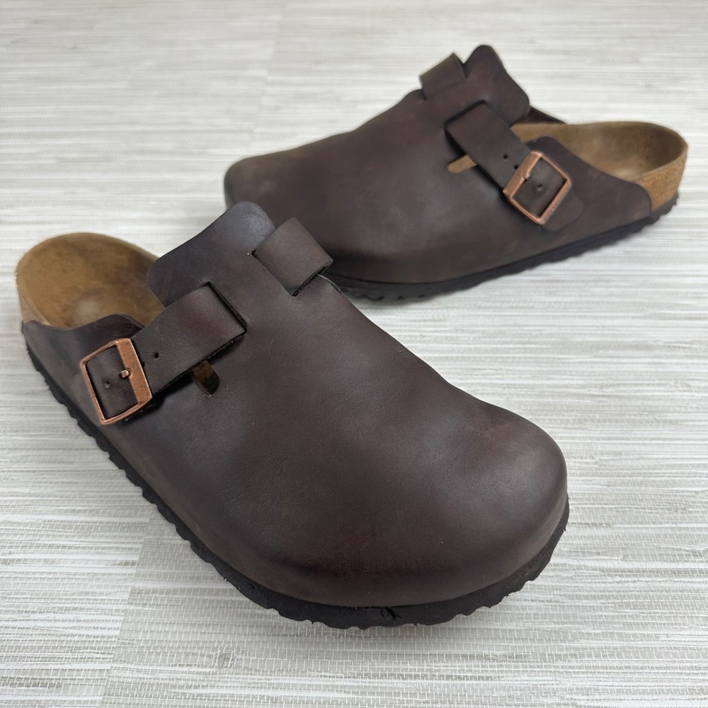 Birkenstock Mens Boston Soft Footbed Oiled Leather Size EU 43 US 10 Brown Habana